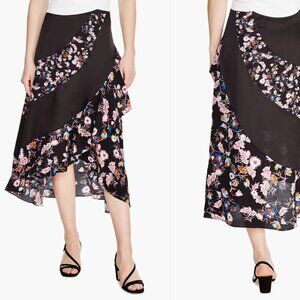 Sandro Paris Kylie Pattern Mix Asymmetrical Midi Skirt Sz S